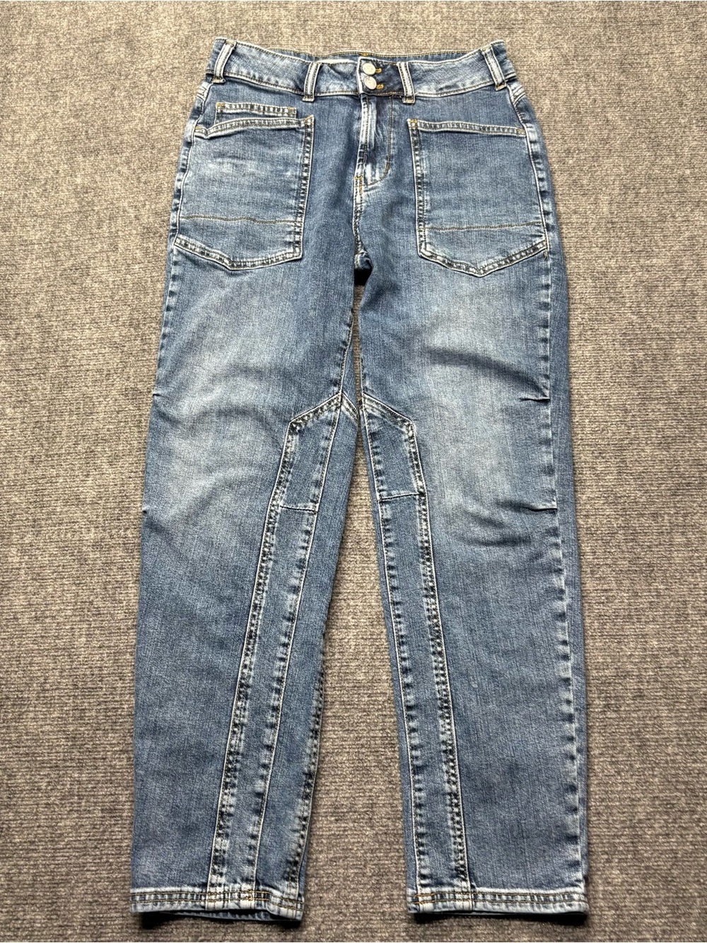 Pilcro Jeans Womens 28x29 Blue Tapered Breeches Anthropologie Whiskered